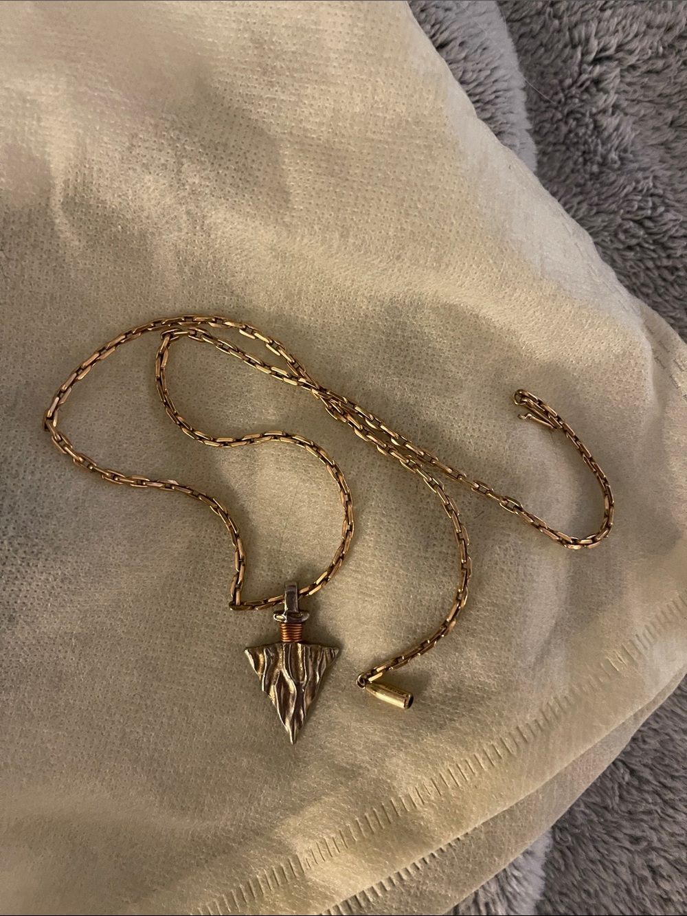 Metal Arrowhead Pendant Gold Necklace